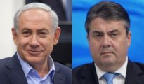 L-R PM Benjamin Netanyahuriel GPO-Moti-Milrod , German Foreign Minister Sigmar Gab, German Foreign Minister Sigmar Gabriel Wikimedia