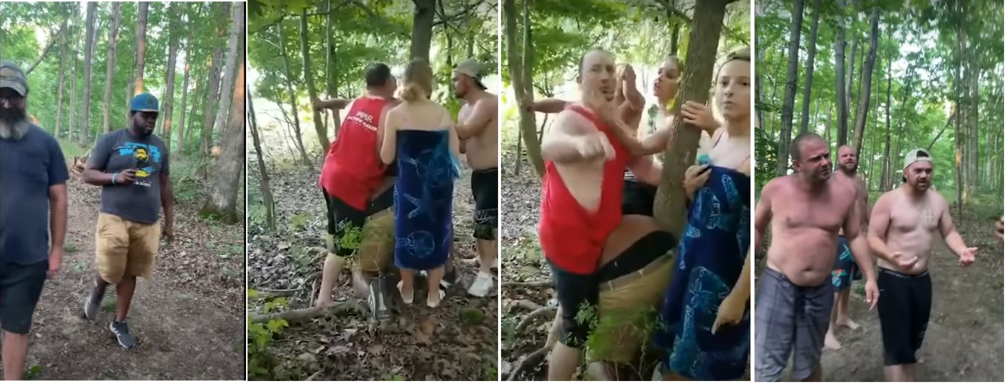 Video posted to social media shows a group of white men holding Booker to a tree as his friends plead with them to release him