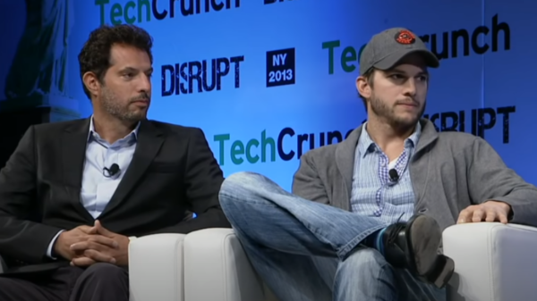 Guy Oseary with Ashton Kutcher in TechCrunch Disrupt 2013 screenshot