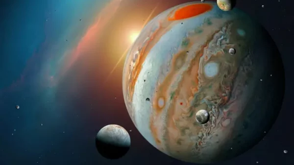 Jupiter, the solar system's largest planet, is seen alongside its moons (illustrative). pixabay