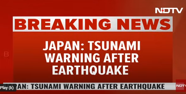 Tsunami Alert in Japan 1.1.2024