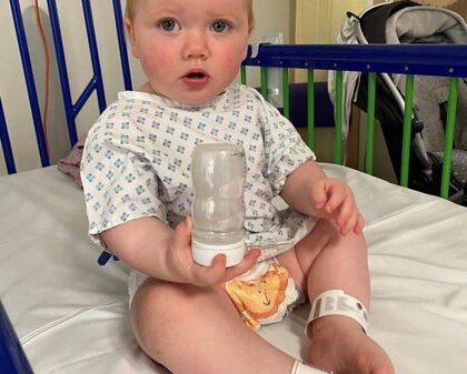 Opal Sandy in Hospital before the operation DEAF baby with hearing loss